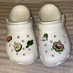 White Crocs with Gibits